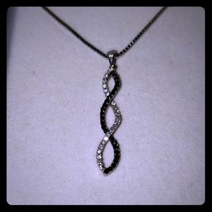 10K Black and White diamond twist pendant